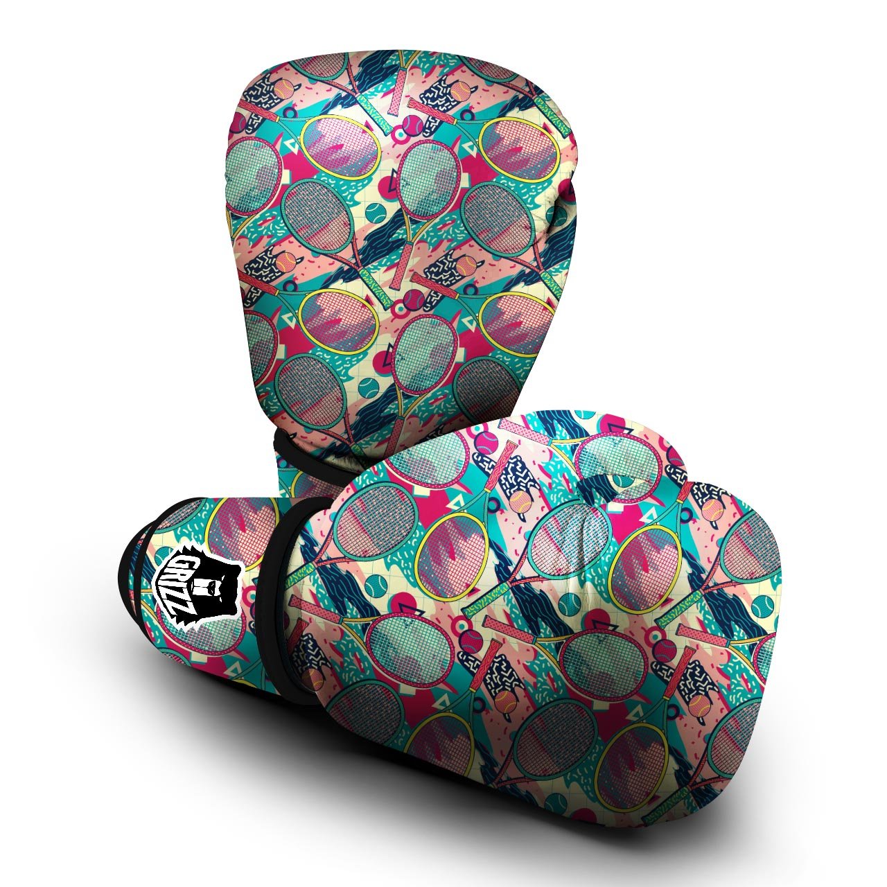 Tennis Retro Print Pattern Boxing Gloves-grizzshop
