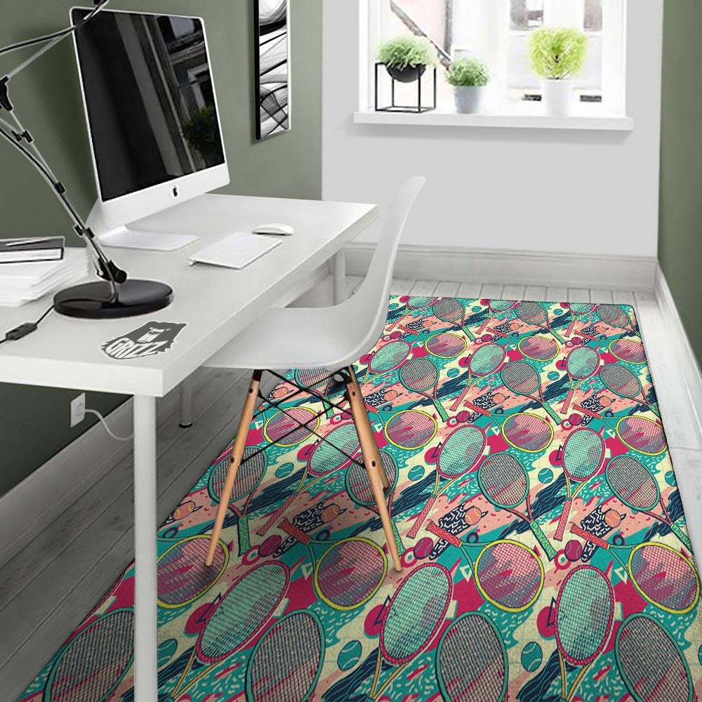 Tennis Retro Print Pattern Floor Mat-grizzshop