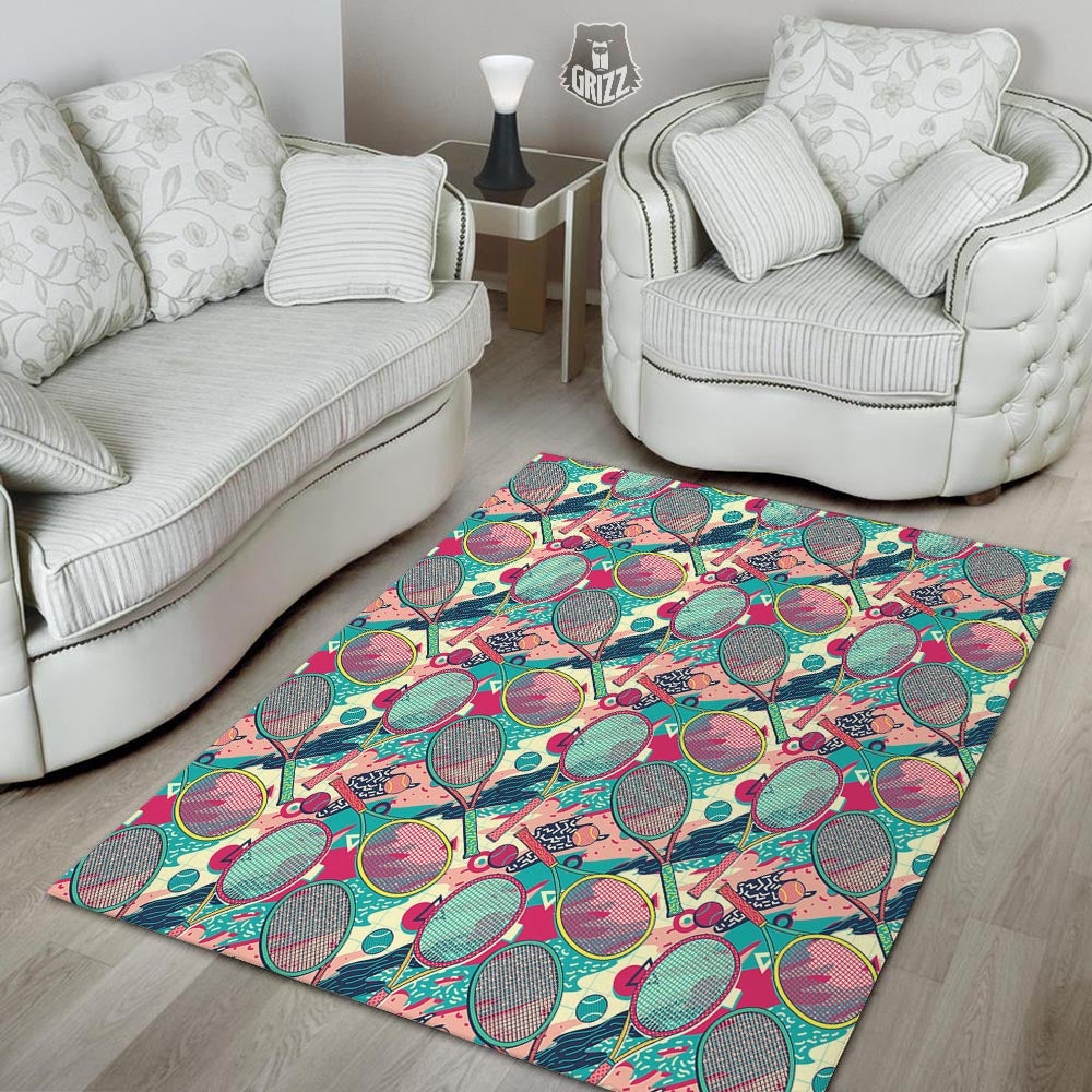 Tennis Retro Print Pattern Floor Mat-grizzshop