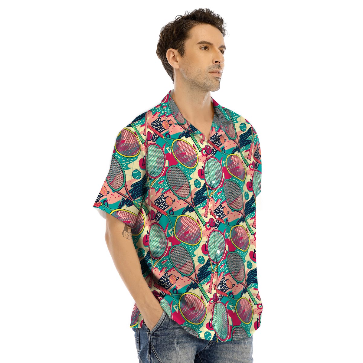 Tennis Retro Print Pattern Men's Hawaiian Shirt-grizzshop