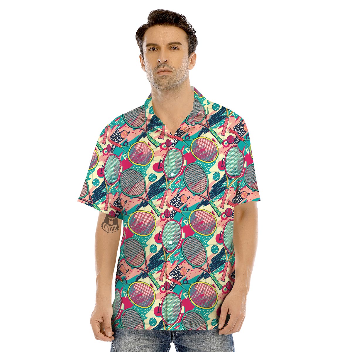 Tennis Retro Print Pattern Men's Hawaiian Shirt-grizzshop