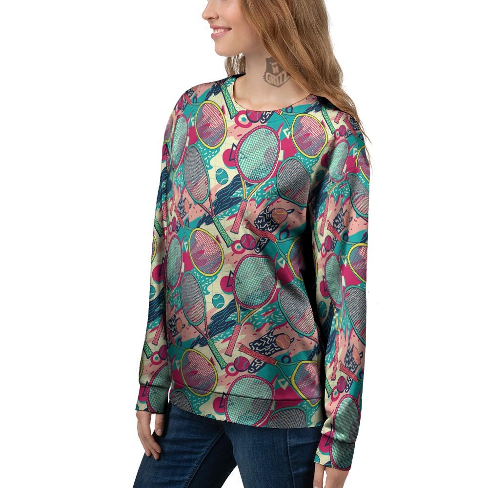 Tennis Retro Print Pattern Women's Sweatshirt-grizzshop