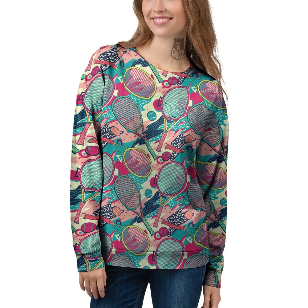 Tennis Retro Print Pattern Women's Sweatshirt-grizzshop