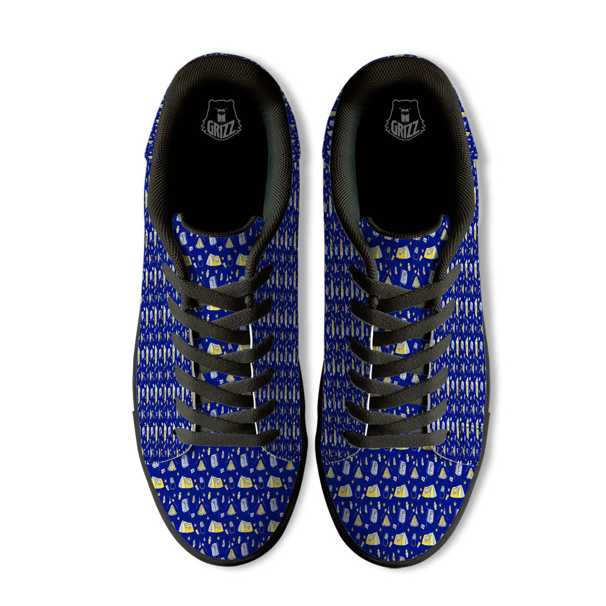 Tent Camping Print Pattern Black Low Top Sneakers-grizzshop