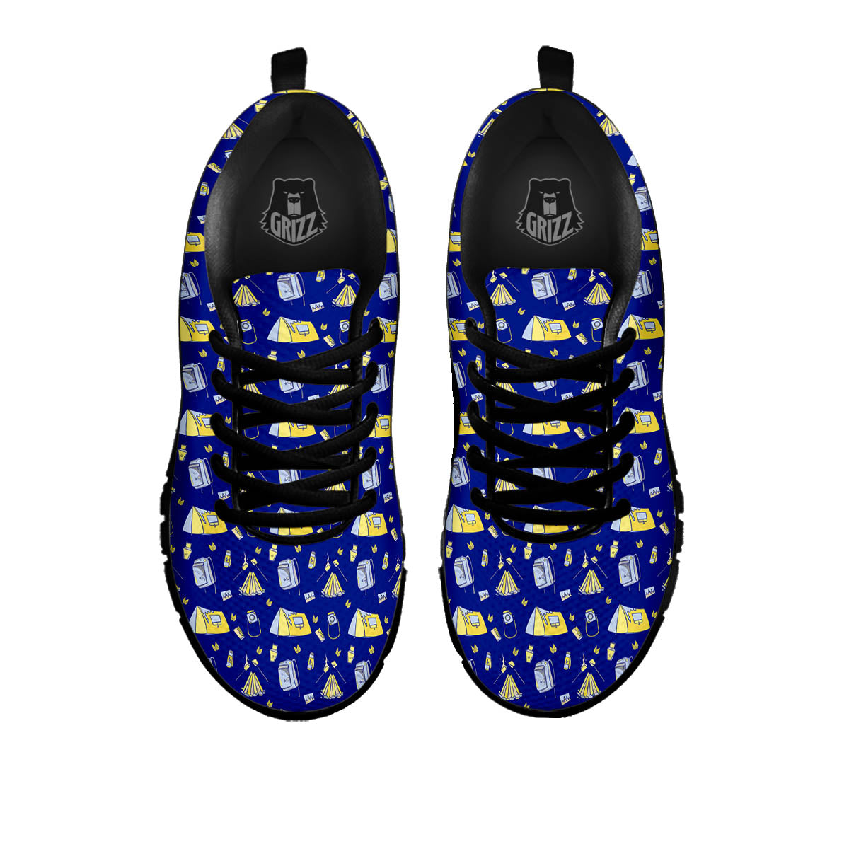 Tent Camping Print Pattern Black Sneaker-grizzshop
