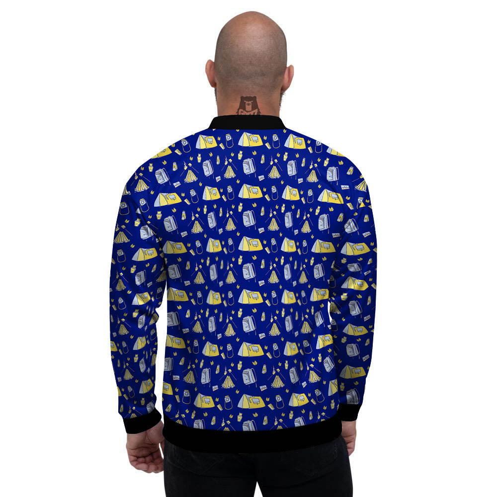 Tent Camping Print Pattern Men's Bomber Jacket-grizzshop