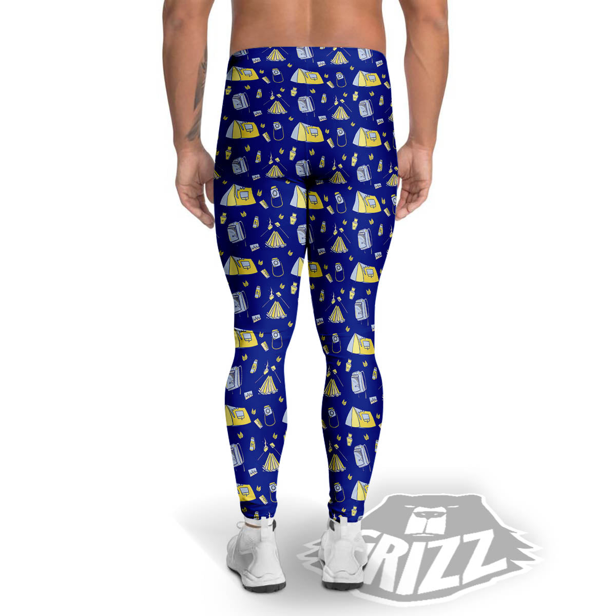 Tent Camping Print Pattern Men's Leggings-grizzshop