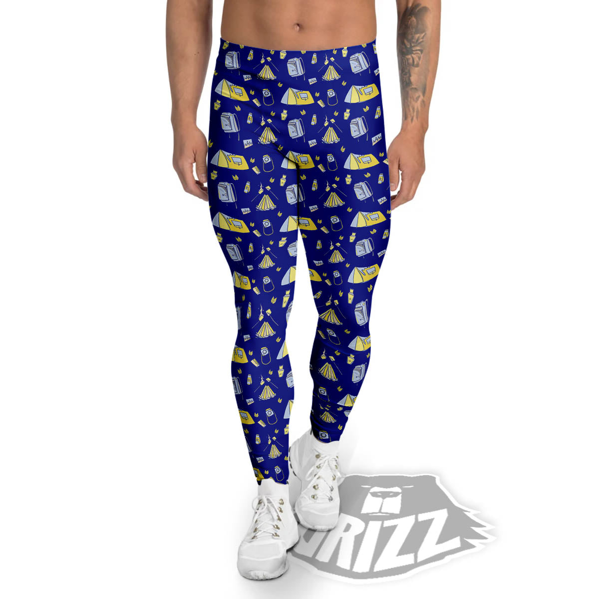 Tent Camping Print Pattern Men's Leggings-grizzshop