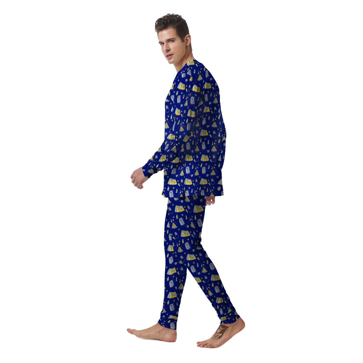 Tent Camping Print Pattern Men's Pajamas-grizzshop