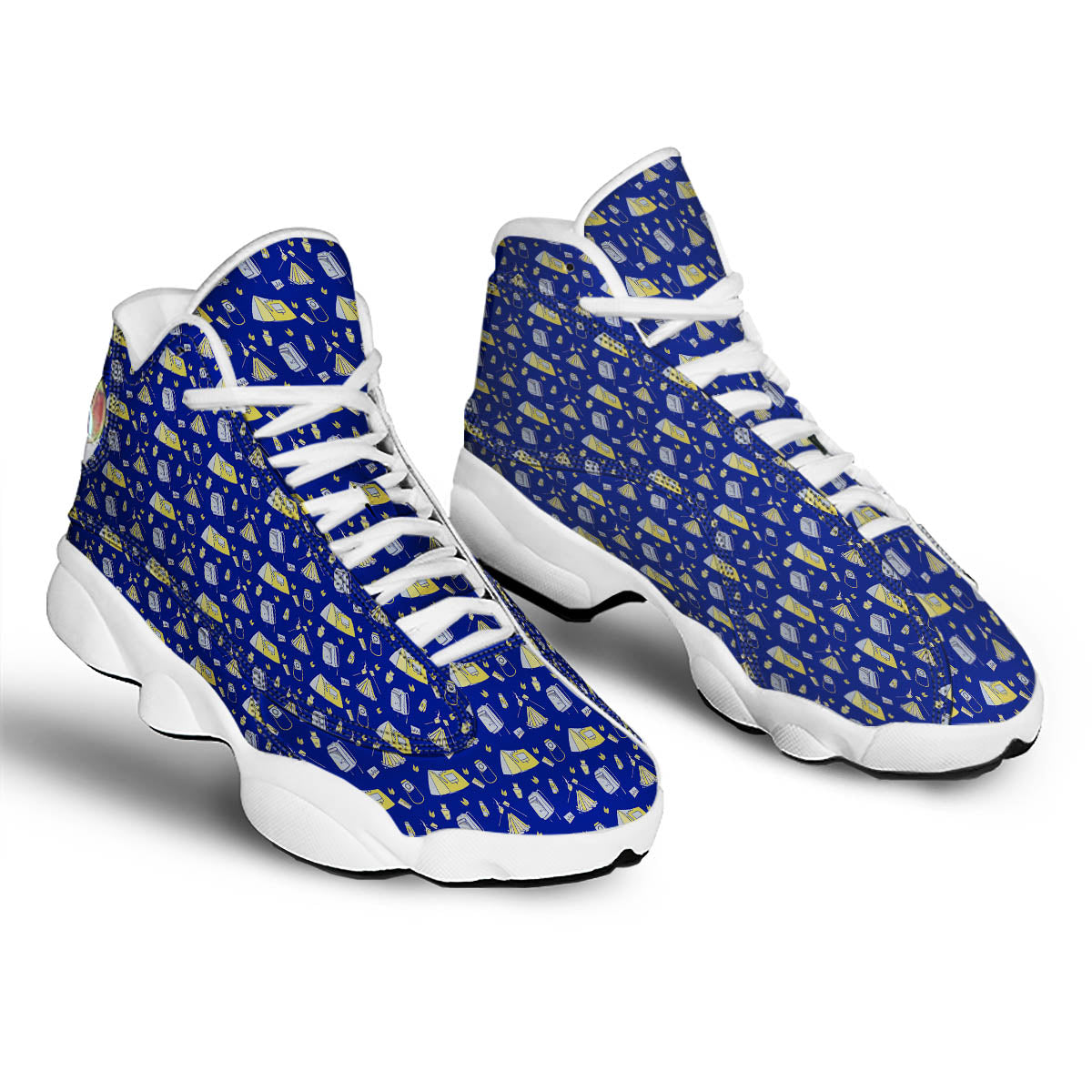 Tent Camping Print Pattern White Basketball Shoes-grizzshop