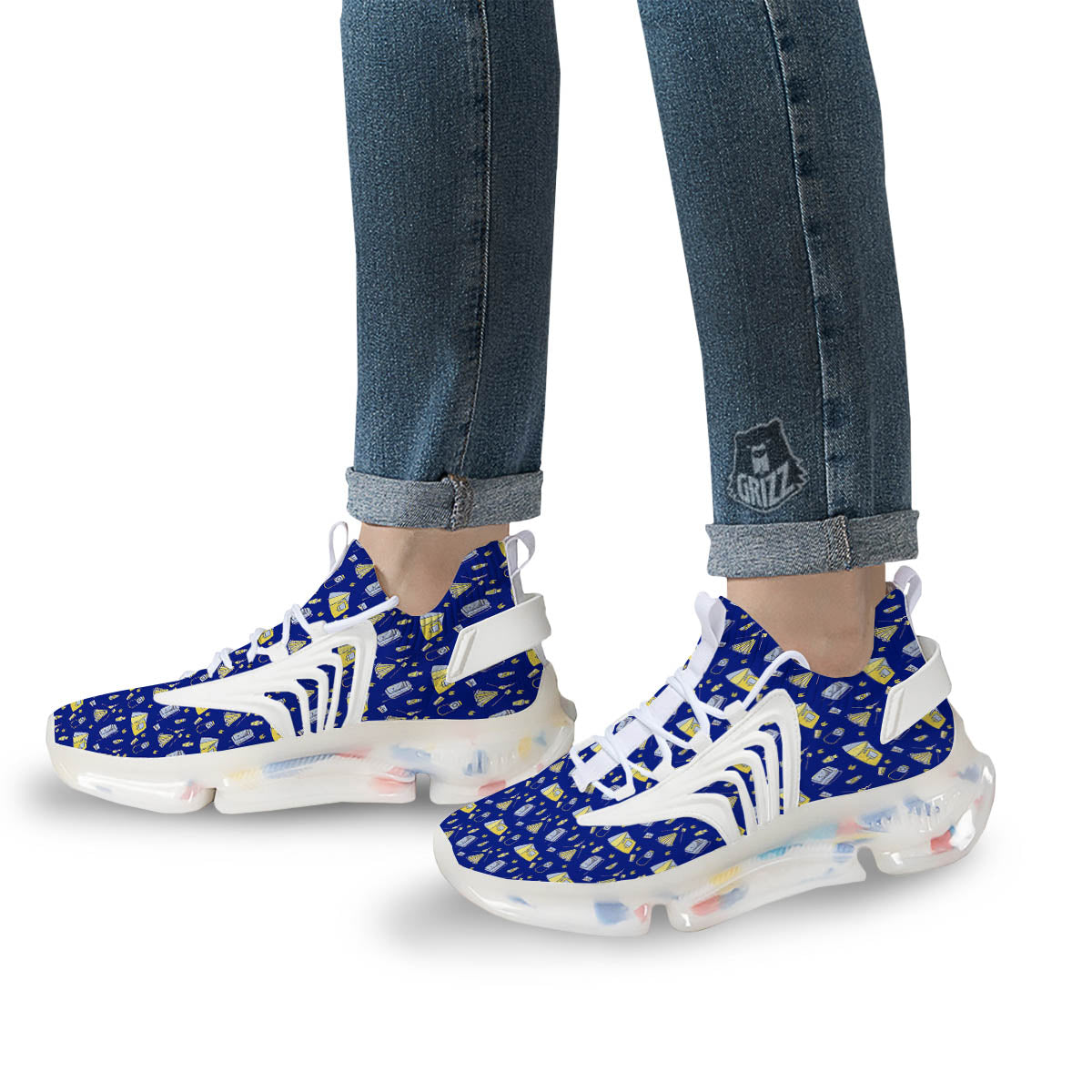 Tent Camping Print Pattern White Gym Shoes-grizzshop