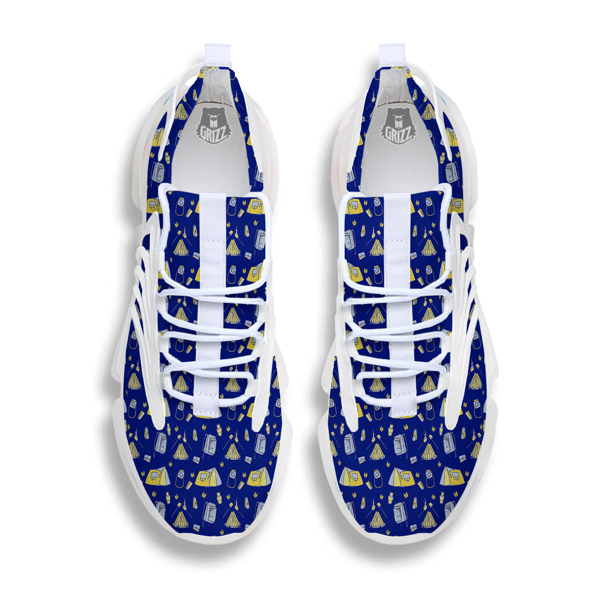 Tent Camping Print Pattern White Gym Shoes-grizzshop