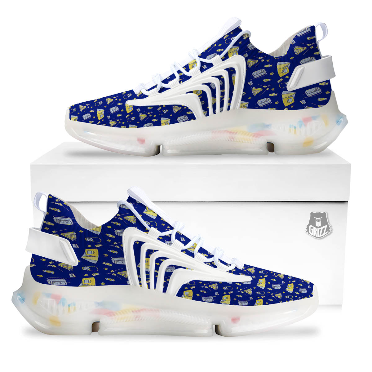 Tent Camping Print Pattern White Gym Shoes-grizzshop