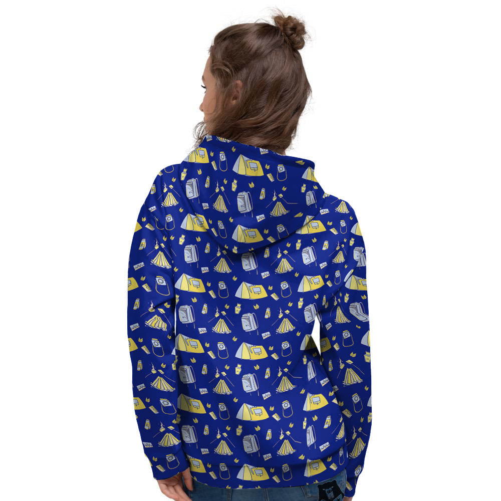 Tent Camping Print Pattern Women's Hoodie-grizzshop