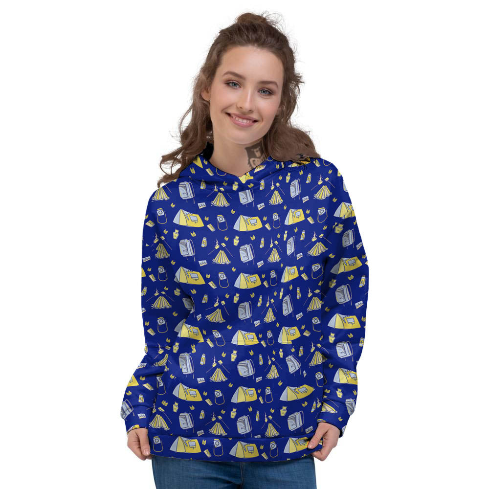 Tent Camping Print Pattern Women's Hoodie-grizzshop