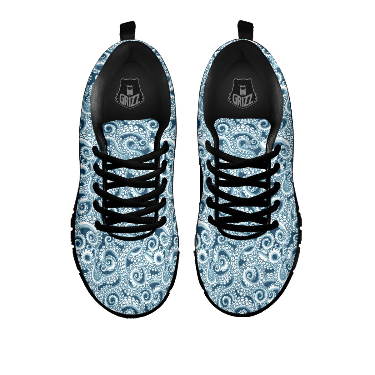 Tentacles Octopus Blue Print Pattern Black Sneaker-grizzshop