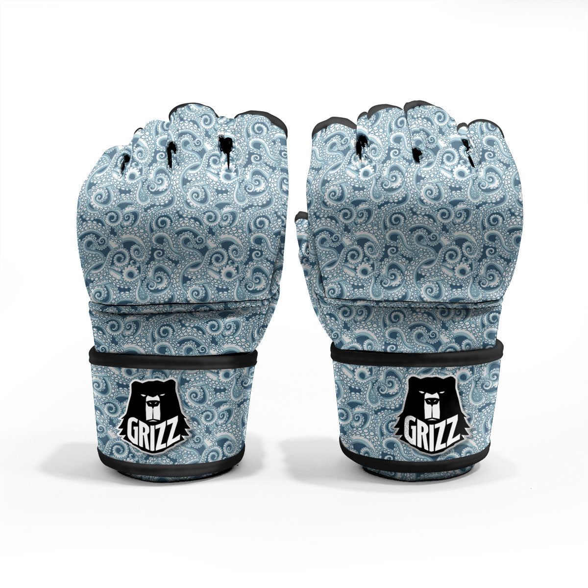 Tentacles Octopus Blue Print Pattern MMA Gloves-grizzshop