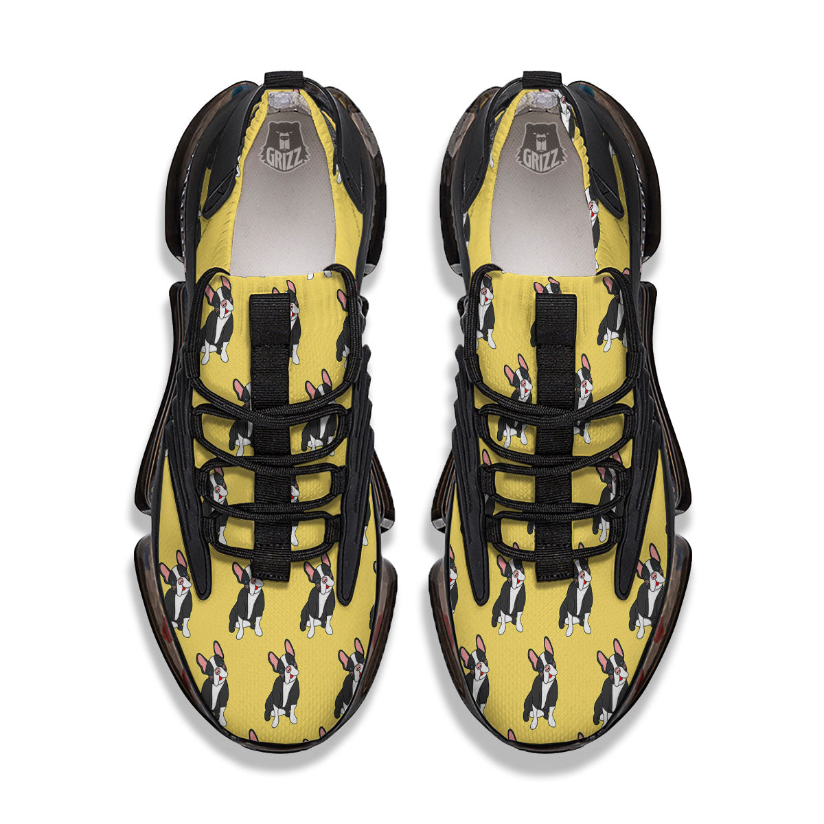 Terrier Boston Yellow Print Pattern Black Gym Shoes-grizzshop