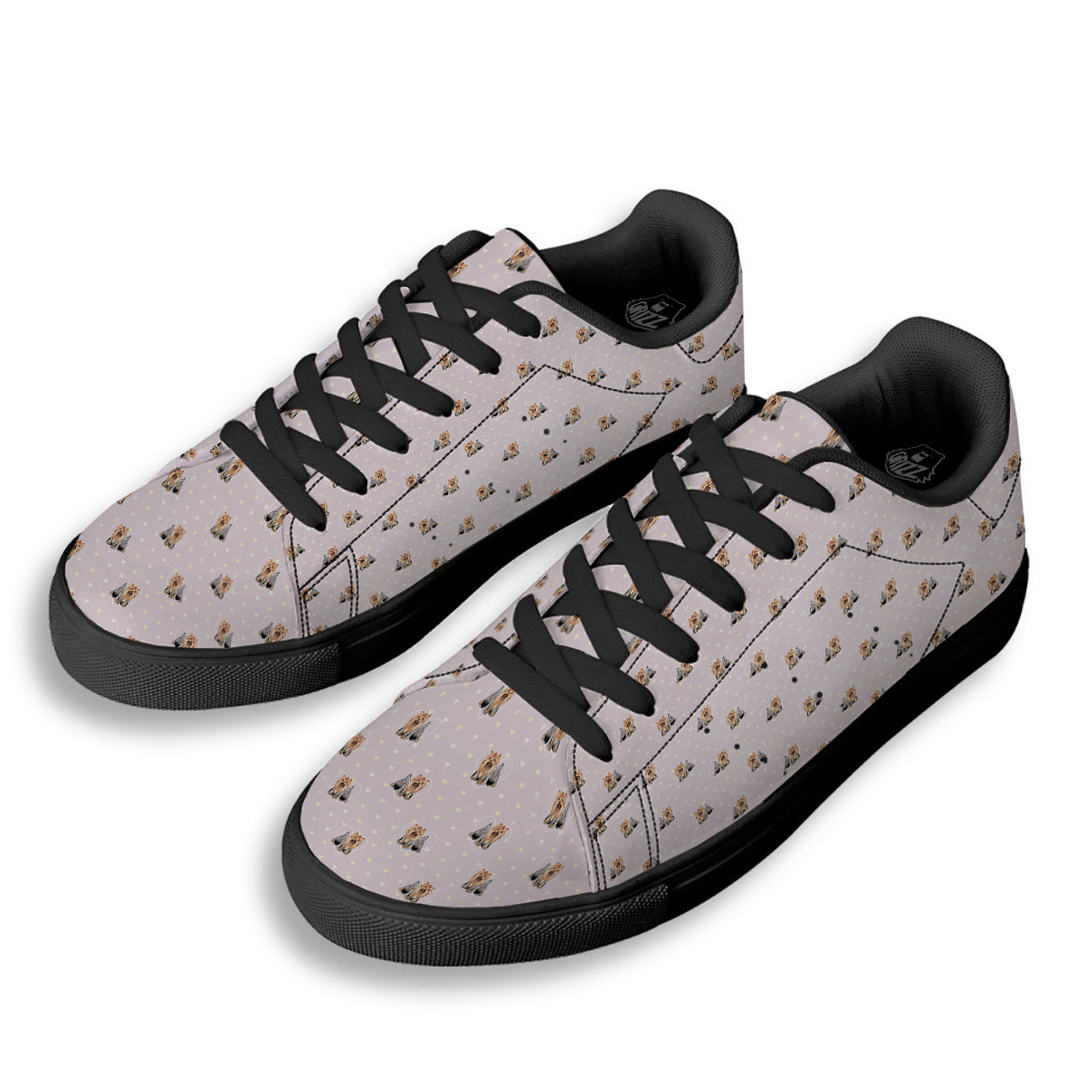Terrier Yorkshire Cute Print Pattern Black Low Top Sneakers-grizzshop