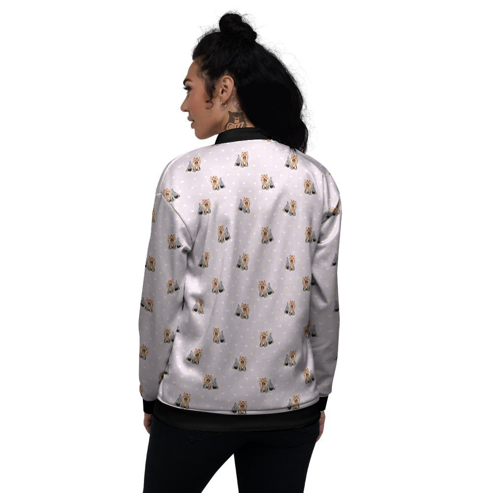 Terrier Yorkshire Cute Print Pattern Women's Bomber Jacket-grizzshop