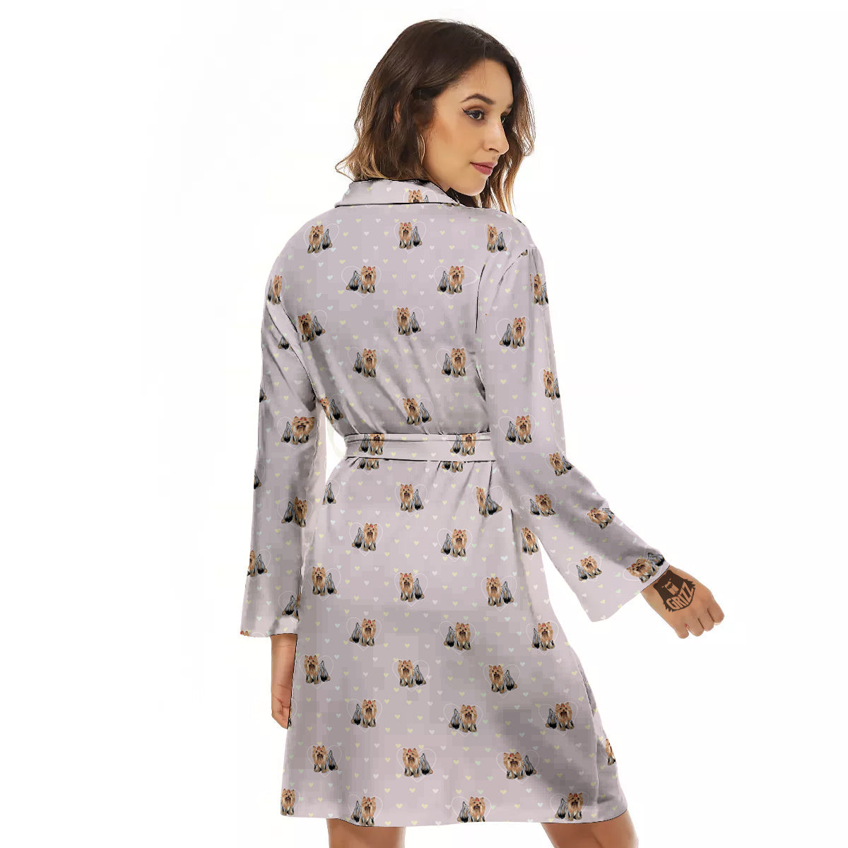 Terrier Yorkshire Cute Print Pattern Women's Robe-grizzshop