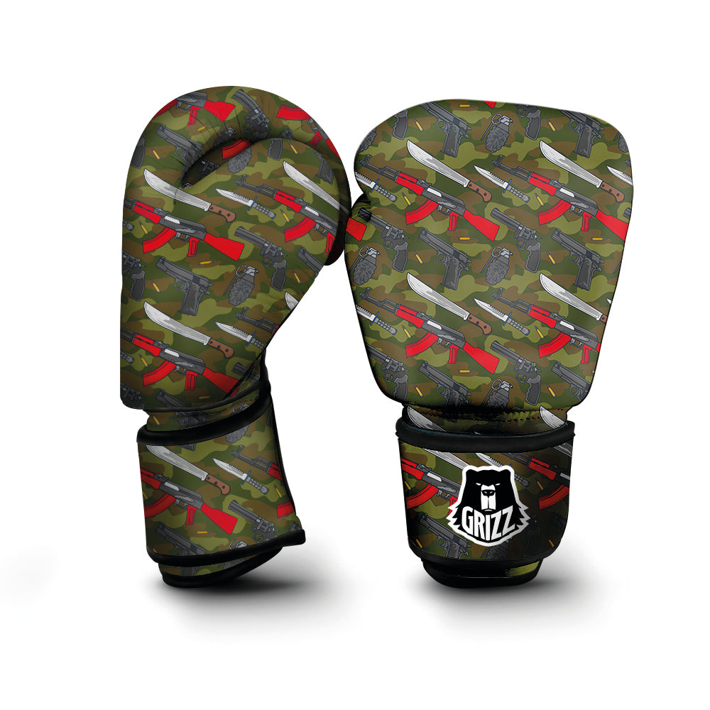 Terrorist Weapon Green Camo Print Pattern Boxing Gloves-grizzshop