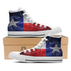 Texas Flag Grunge Print White High Top Shoes-grizzshop