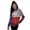 Texas Flag Grunge Print Women's Bomber Jacket-grizzshop