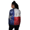 Texas Flag Grunge Print Women's Bomber Jacket-grizzshop