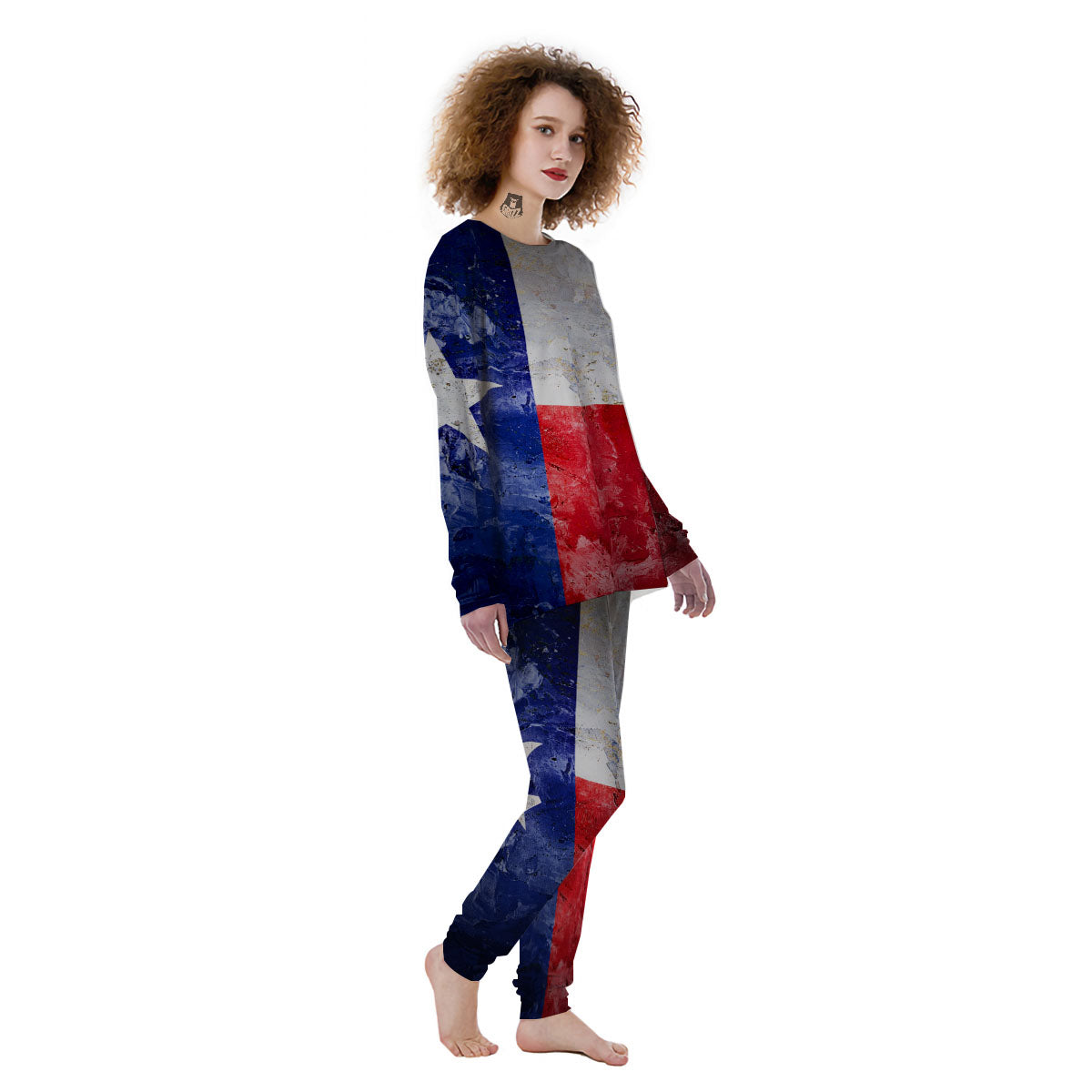 Texas Flag Grunge Print Women's Pajamas-grizzshop