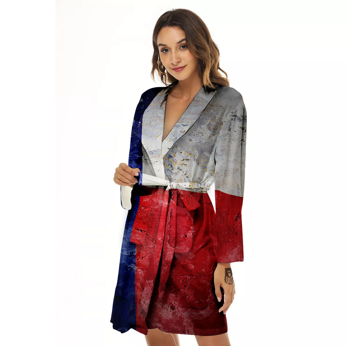 Texas Flag Grunge Print Women's Robe-grizzshop