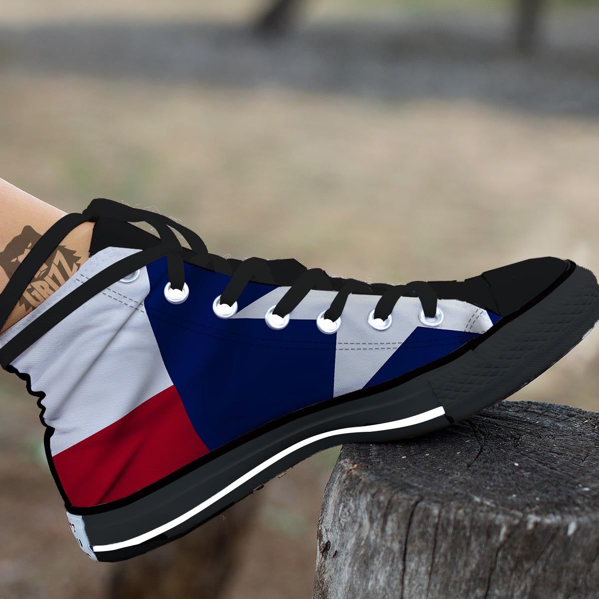 Texas Flag Print Black High Top Shoes-grizzshop