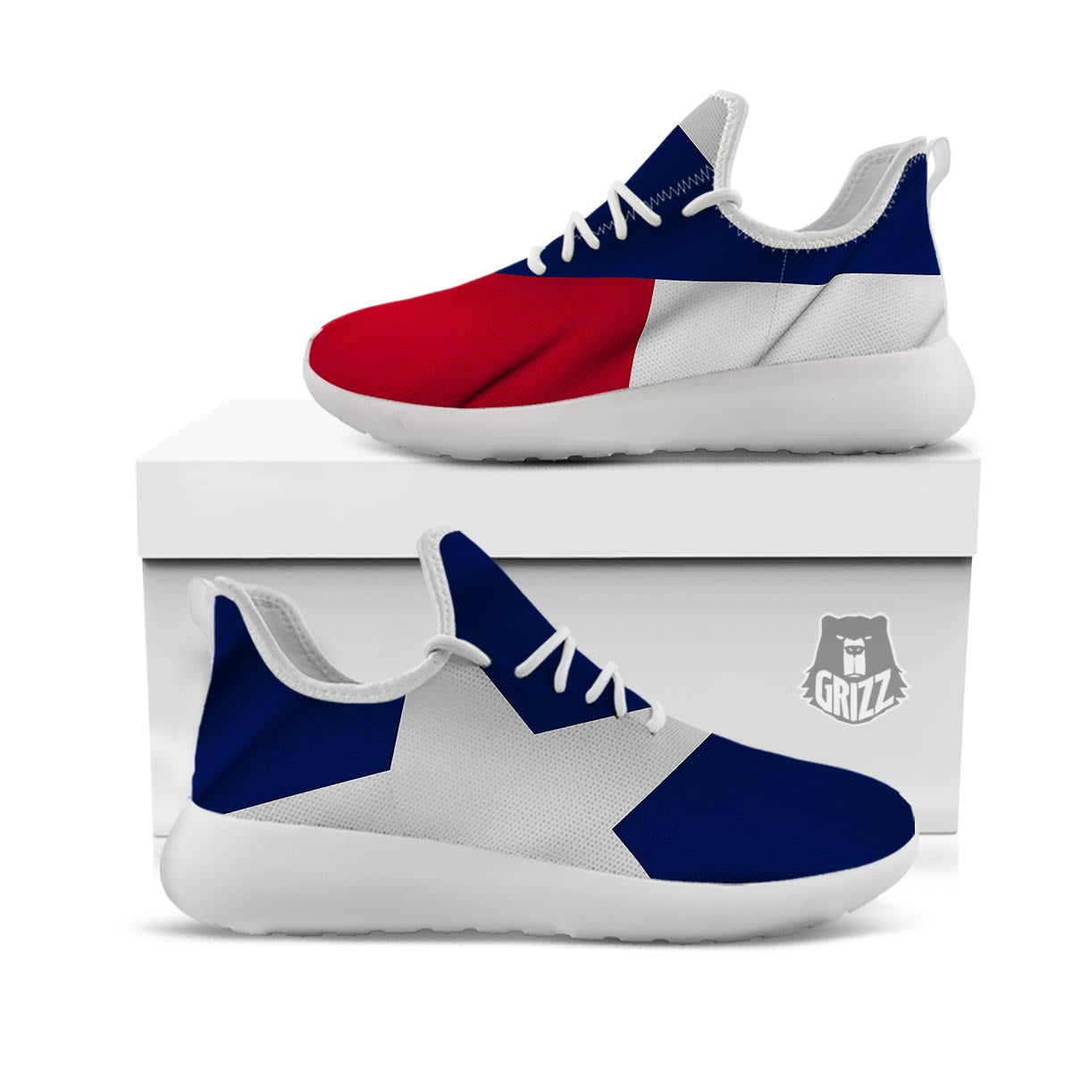 Texas Flag Print White Athletic Shoes-grizzshop