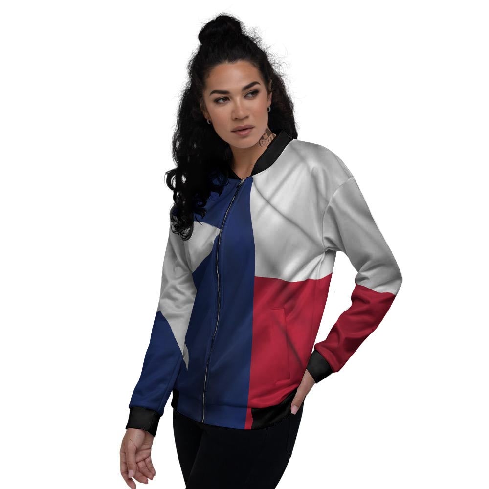 Texas Flag Print Women's Bomber Jacket-grizzshop