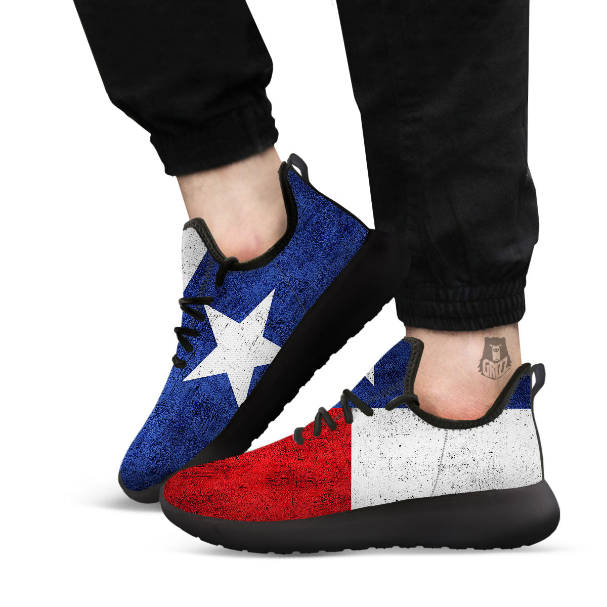 Texas Flag Vintage Print Black Athletic Shoes-grizzshop