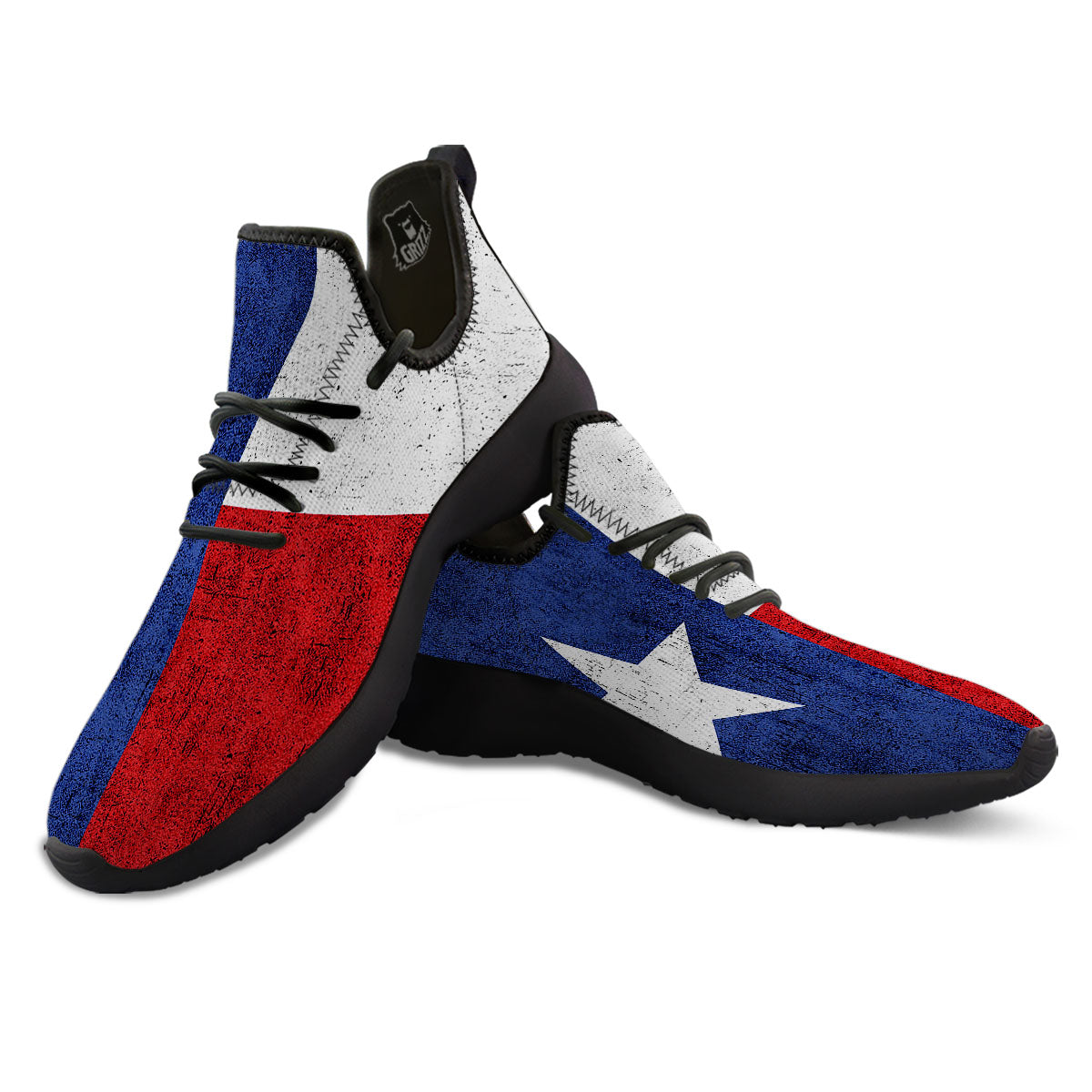 Texas Flag Vintage Print Black Athletic Shoes-grizzshop