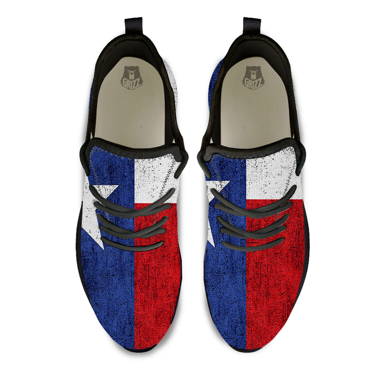 Texas Flag Vintage Print Black Athletic Shoes-grizzshop