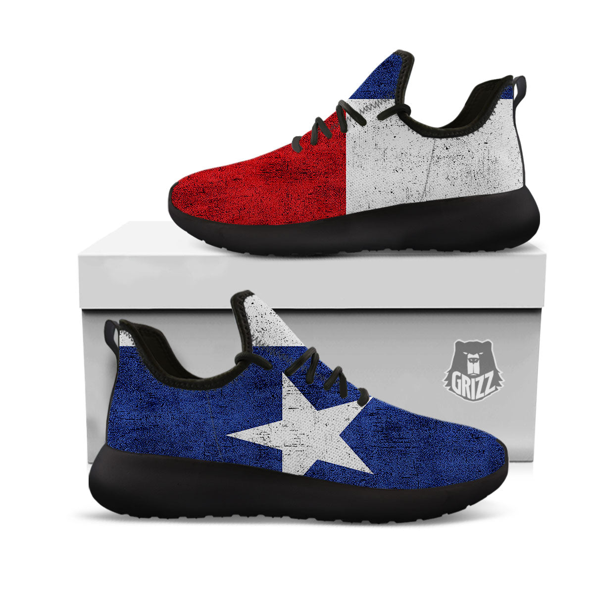 Texas Flag Vintage Print Black Athletic Shoes-grizzshop