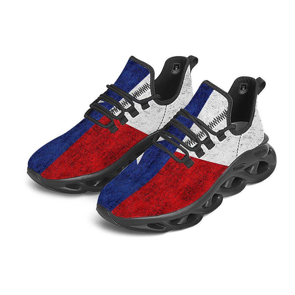 Texas Flag Vintage Print Black Running Shoes-grizzshop