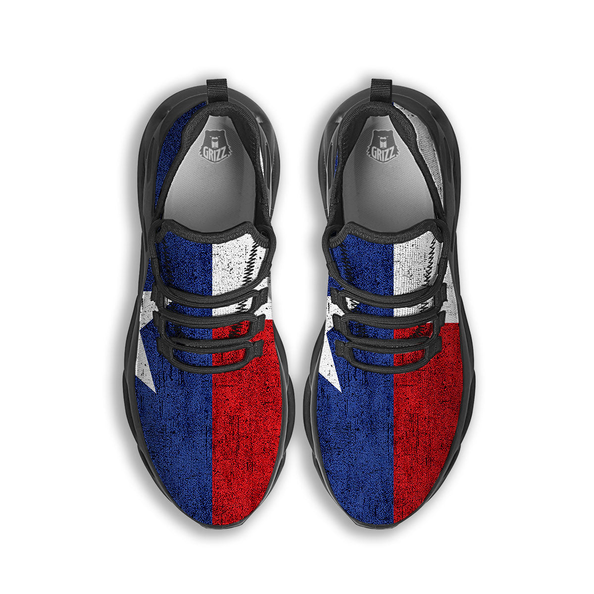 Texas Flag Vintage Print Black Running Shoes-grizzshop