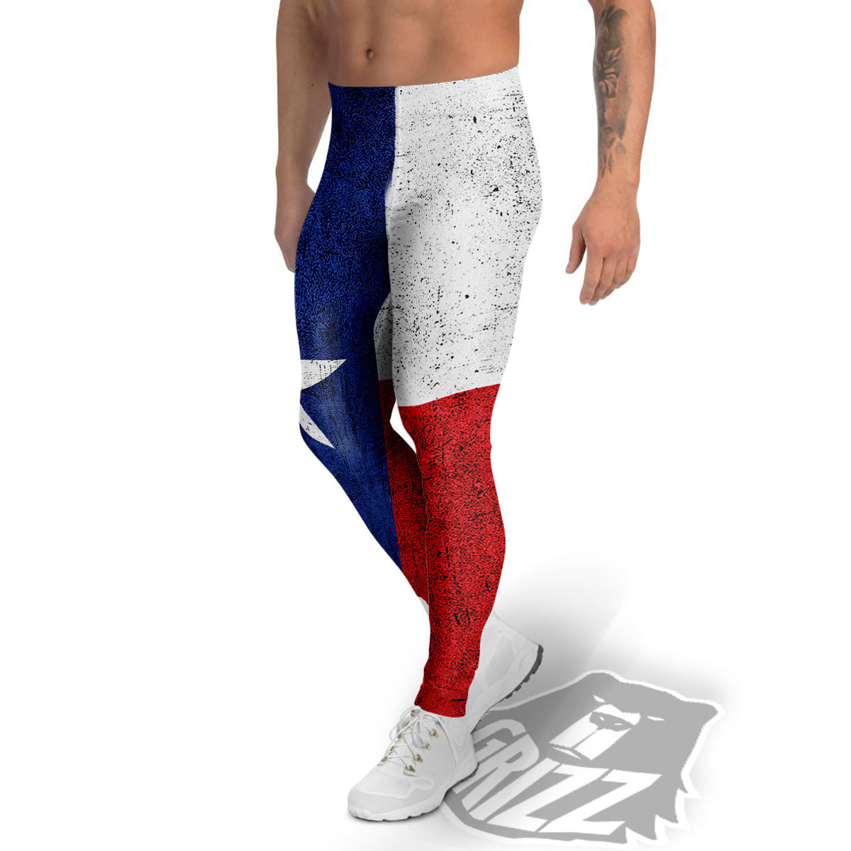 Texas Flag Vintage Print Men's Leggings-grizzshop