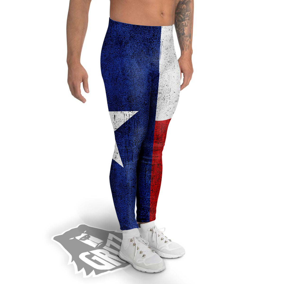 Texas Flag Vintage Print Men's Leggings-grizzshop