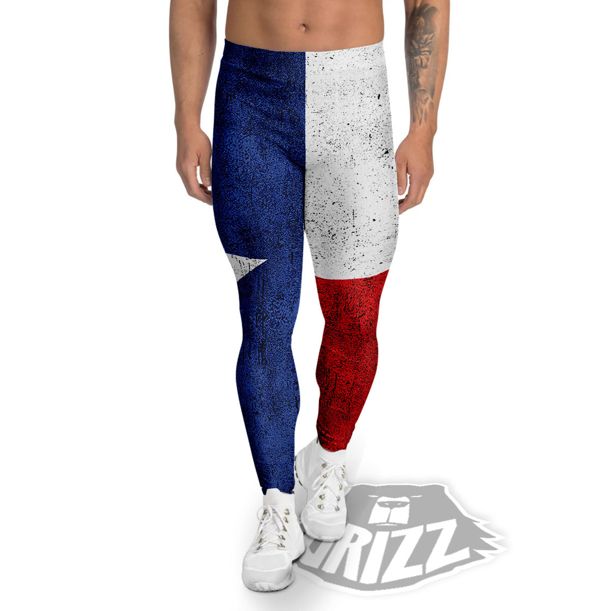 Texas Flag Vintage Print Men's Leggings-grizzshop