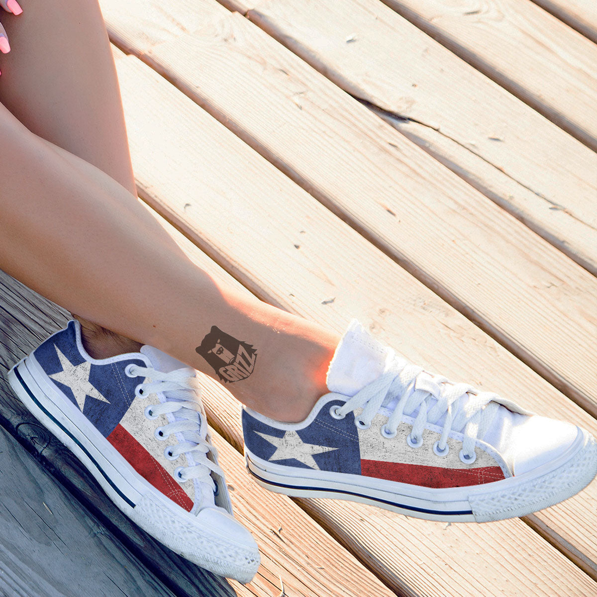 Texas Flag Vintage Print White Low Top Shoes-grizzshop