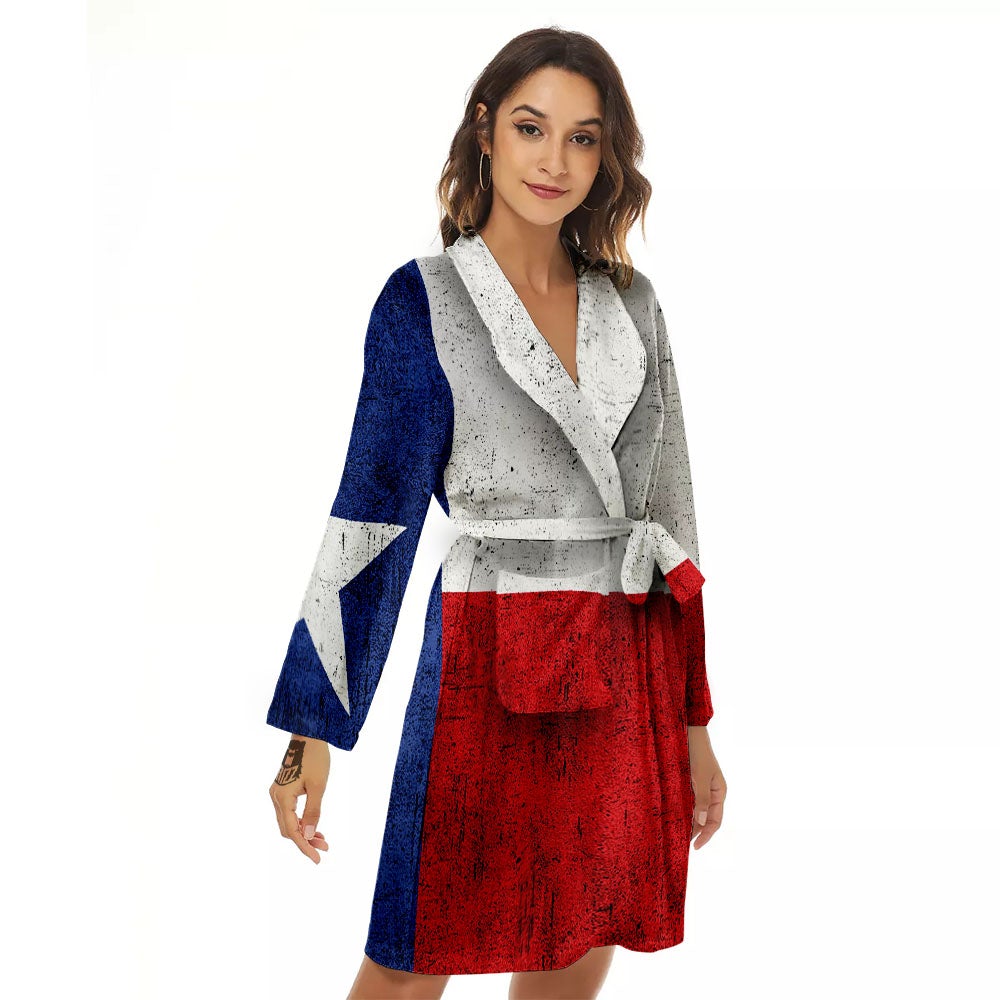 Texas Flag Vintage Print Women's Robe-grizzshop