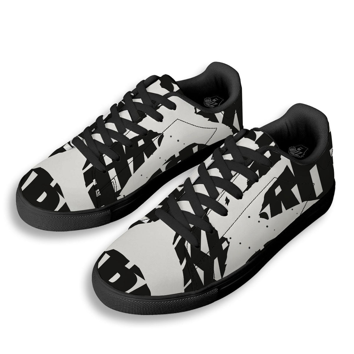 Text Karate Print Black Low Top Sneakers-grizzshop