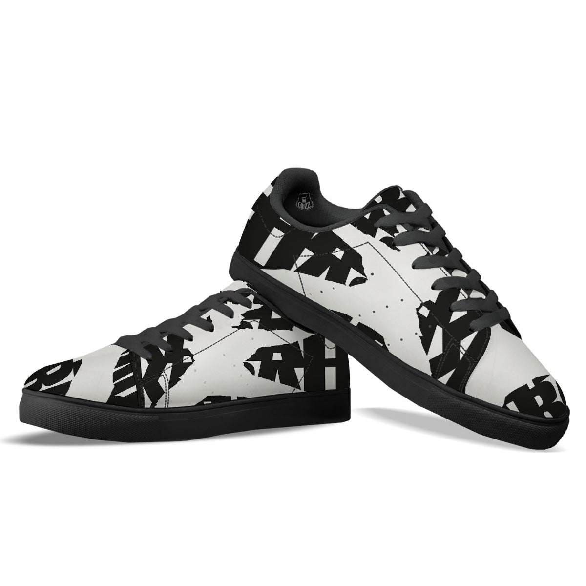 Text Karate Print Black Low Top Sneakers-grizzshop