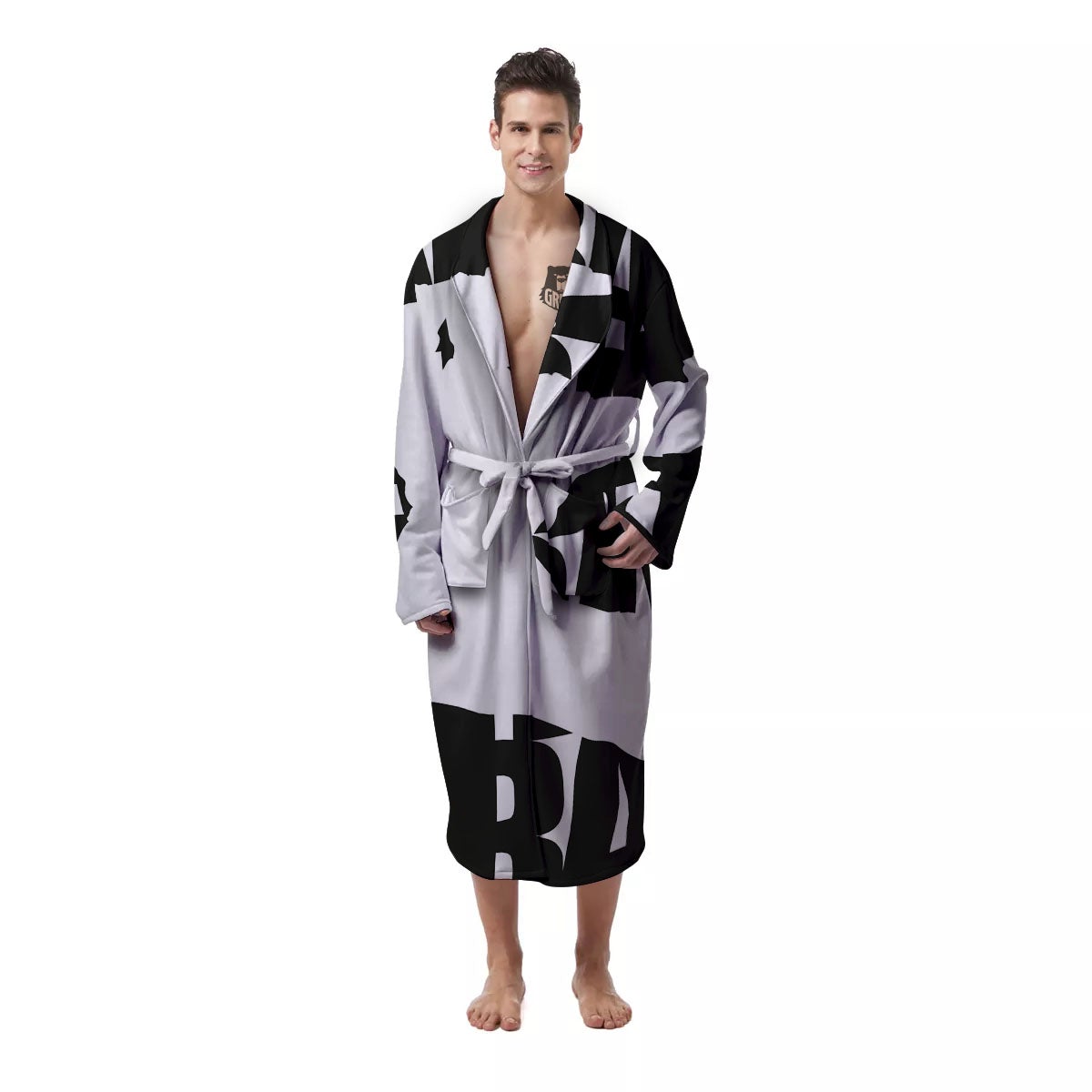 Text Karate Print Men's Robe-grizzshop