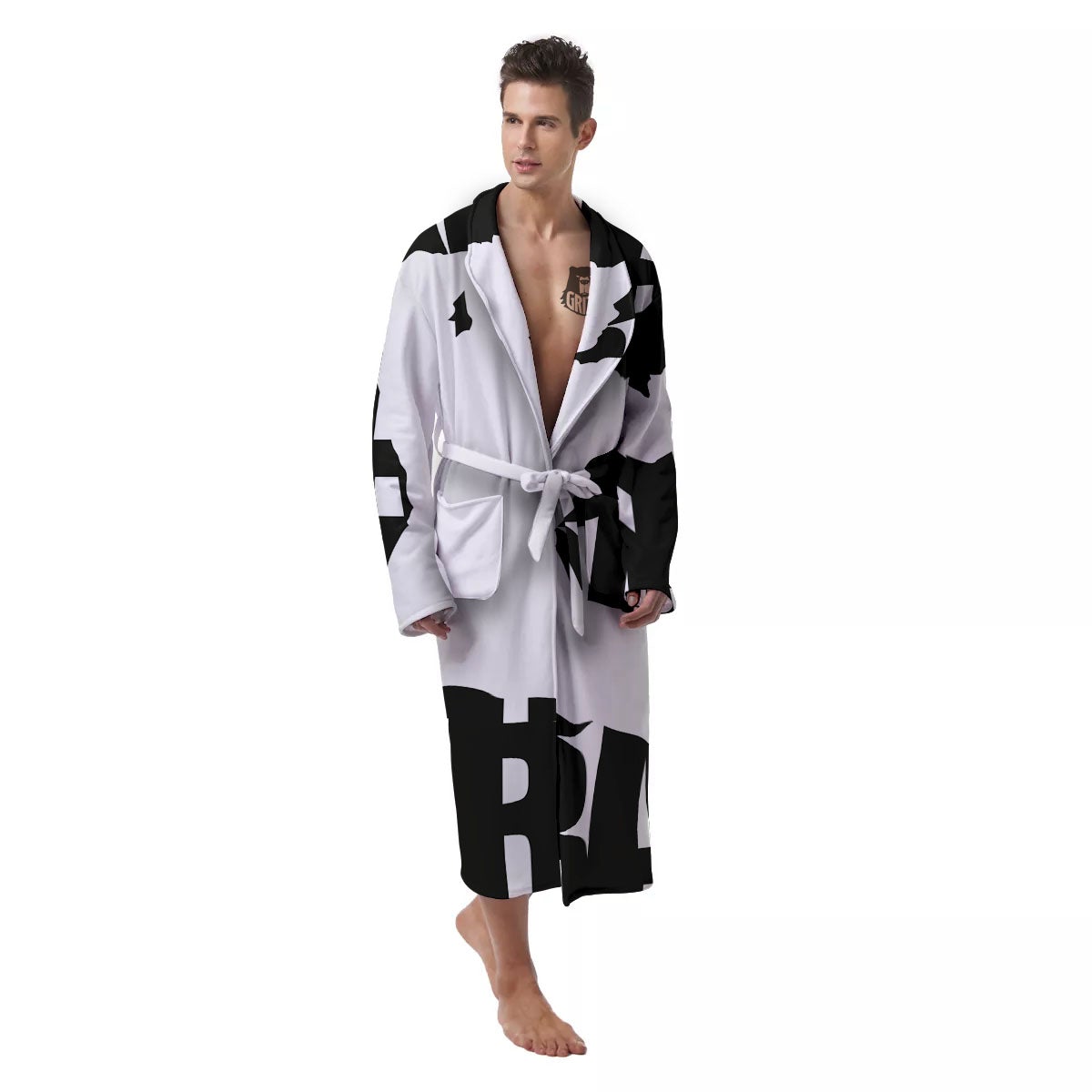 Text Karate Print Men's Robe-grizzshop