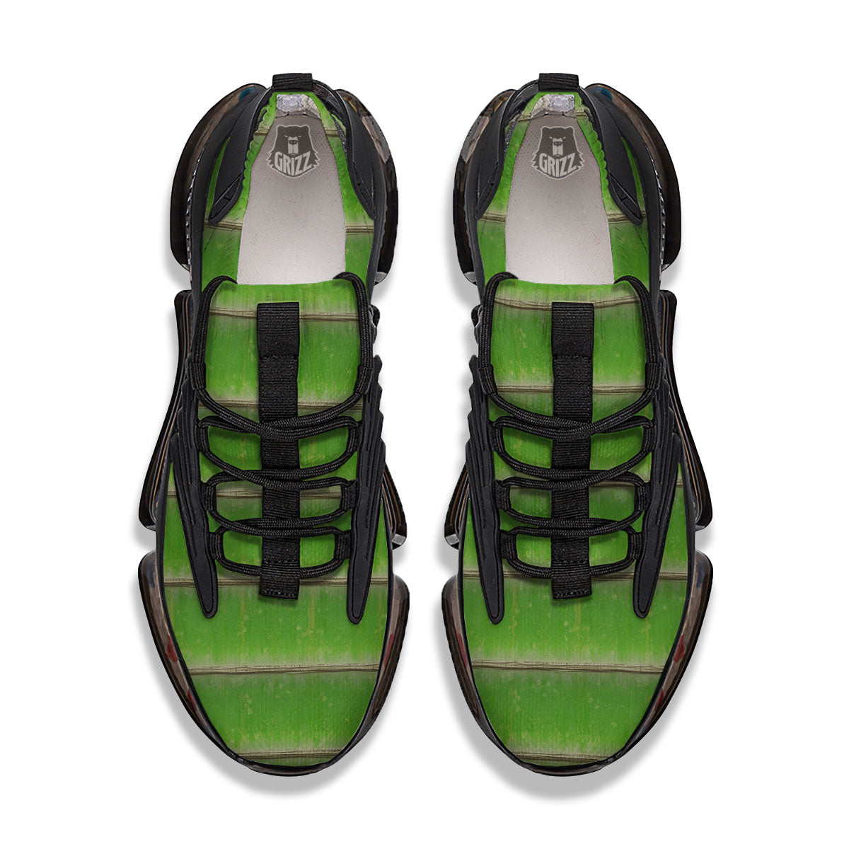 Texture Bamboo Green Print Black Gym Shoes-grizzshop